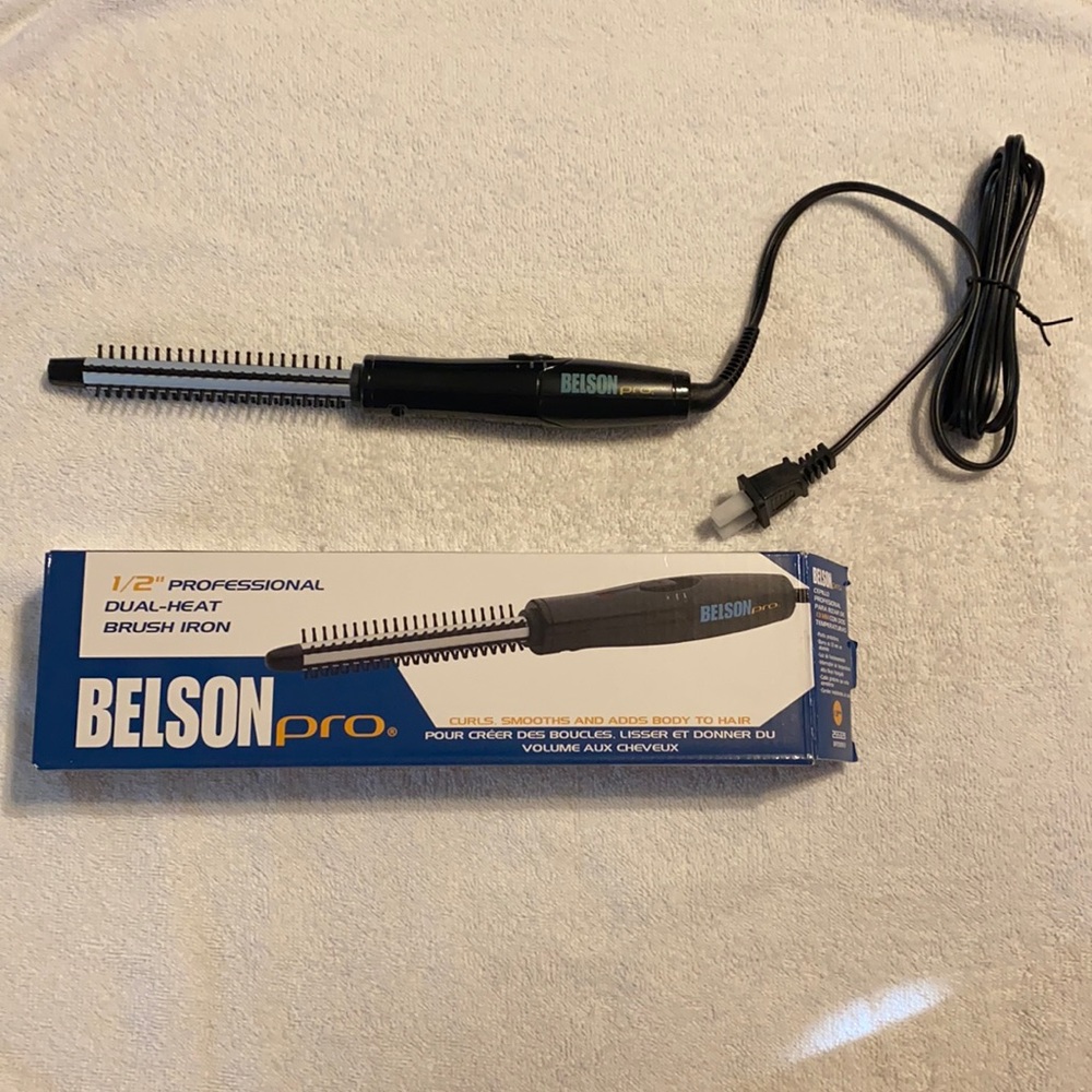 Belson pro 1/2” professional dual heat curling brush iron. New in box.